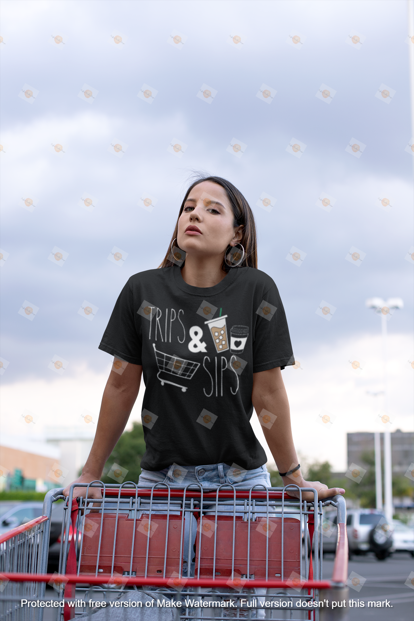 mockup-of-a-woman-on-a-shopping-cart-wearing-a-unisex-tee-23043.png