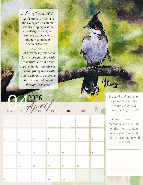 April watercolor landscape - Thailand Bulbal