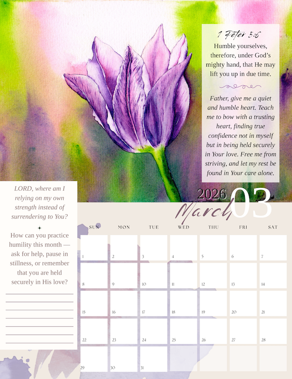 March watercolor landscape - watercolor tulip