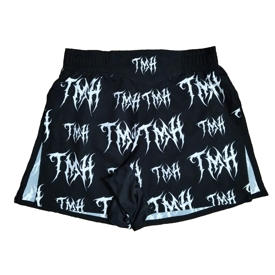 TMH White MTL Black Gladiator Shorts