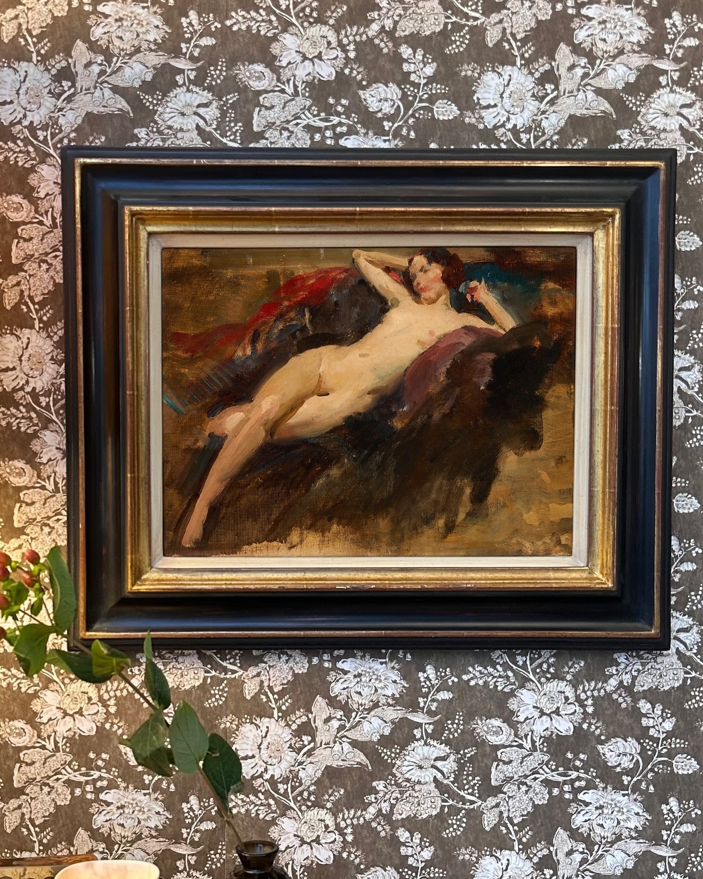 This exquisitely painted 1920&rsquo;s reclining nude - clearly painted from life in vigorous and expressive strokes - is a technically brilliant update of the old master tradition. Renowned British artist, Walter Ernest Webster (1878 - 1959) has deft