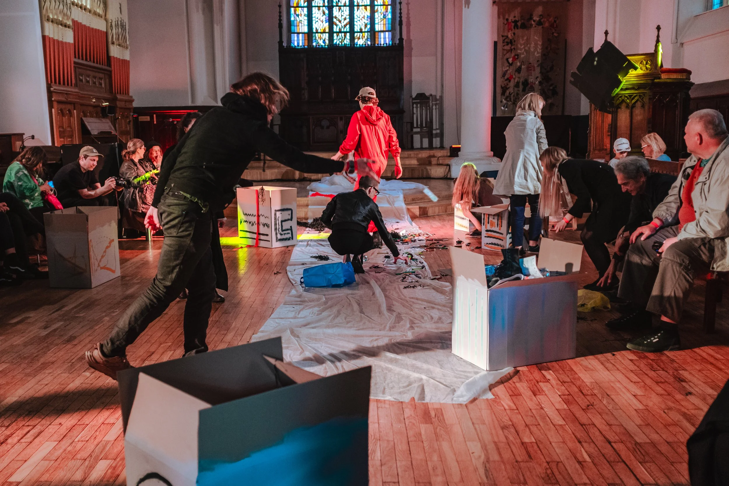 Inese Bērziņa, Ernests Valts Circenis, Kaspars Eglītis. "Retracing and Resounding" Photo by Dace Kundrāte