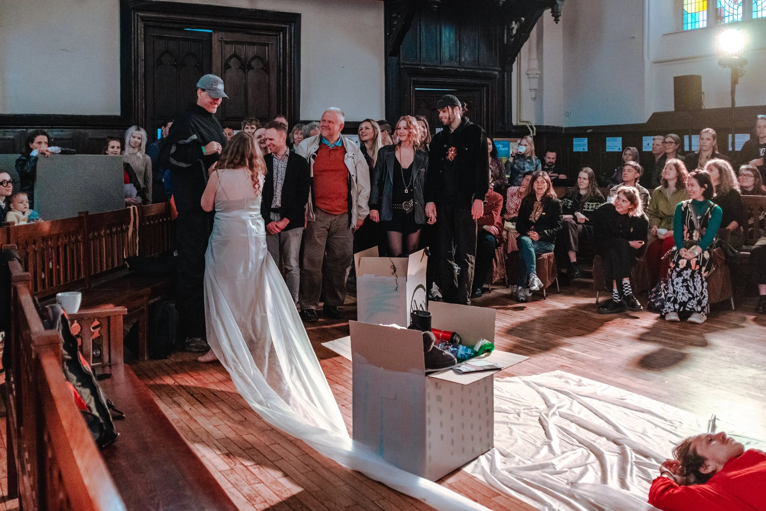 Inese Bērziņa, Ernests Valts Circenis, Kaspars Eglītis. "Retracing and Resounding" Photo by Dace Kundrāte