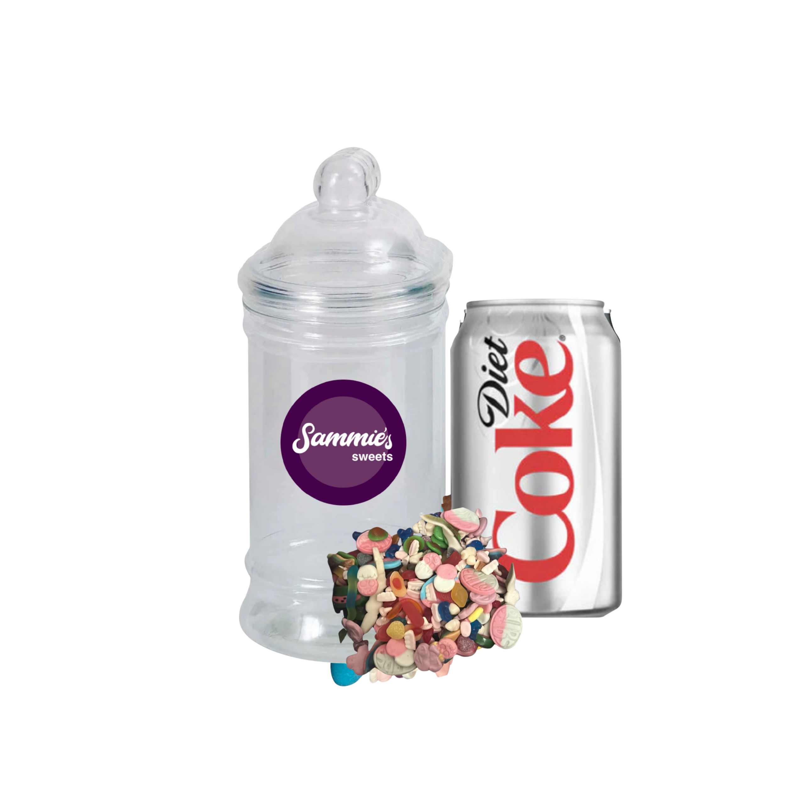 Drink and Sweet Jar with personalised label (330ml can & 460g Sweet Mix)