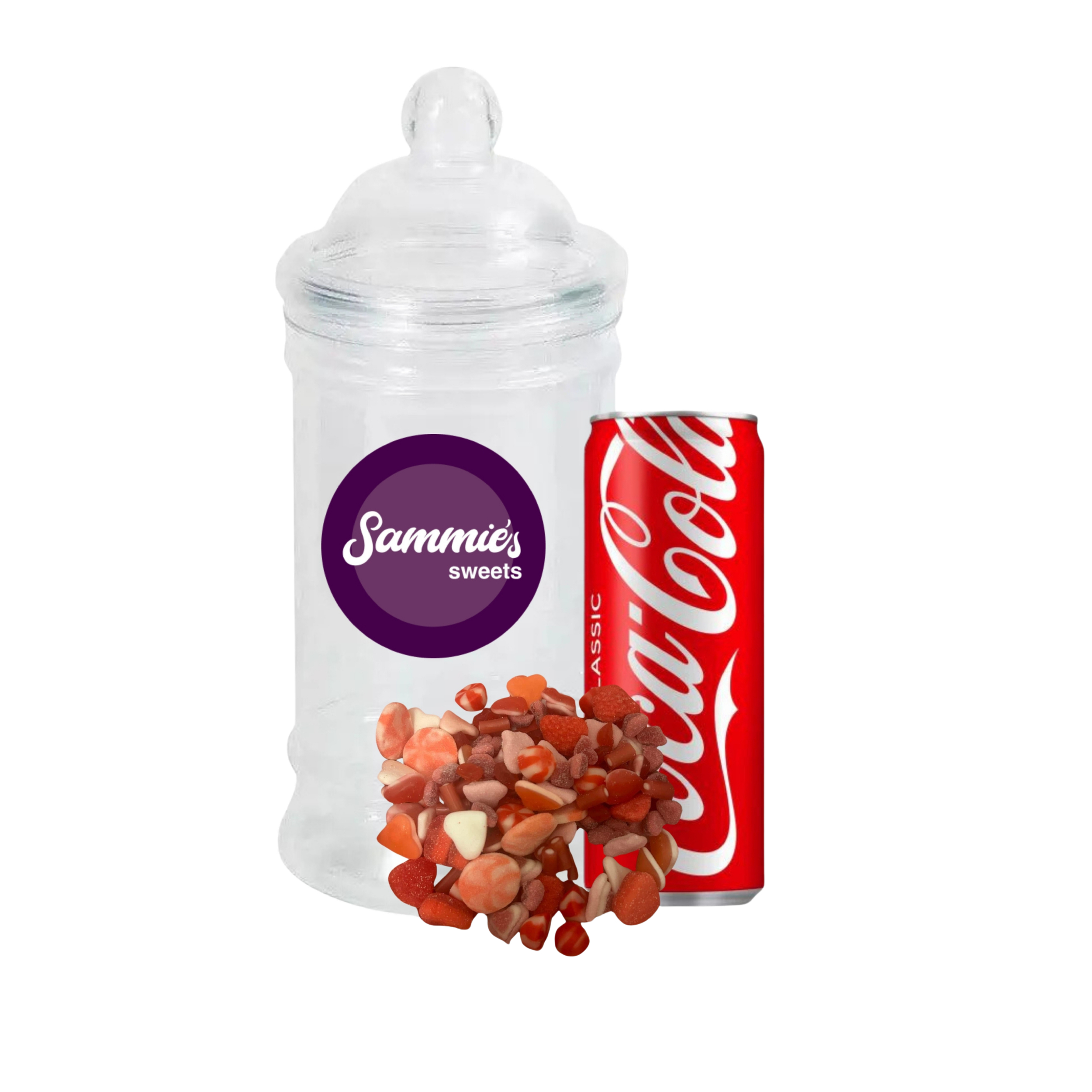Drink and Sweet Jar with personalised label (250ml Can & 350g Sweet Mix)