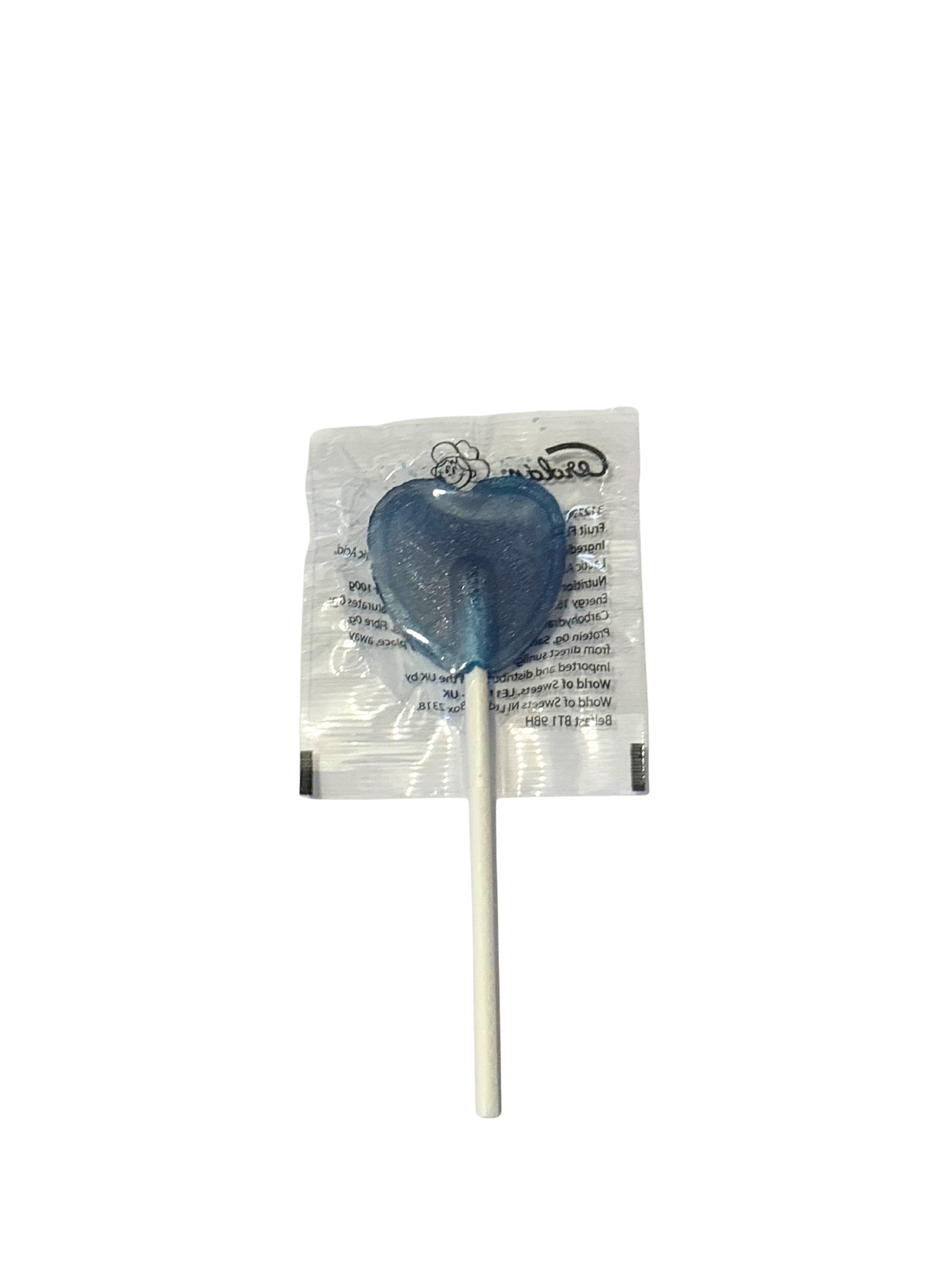 Blue Raspberry Heart Lollies