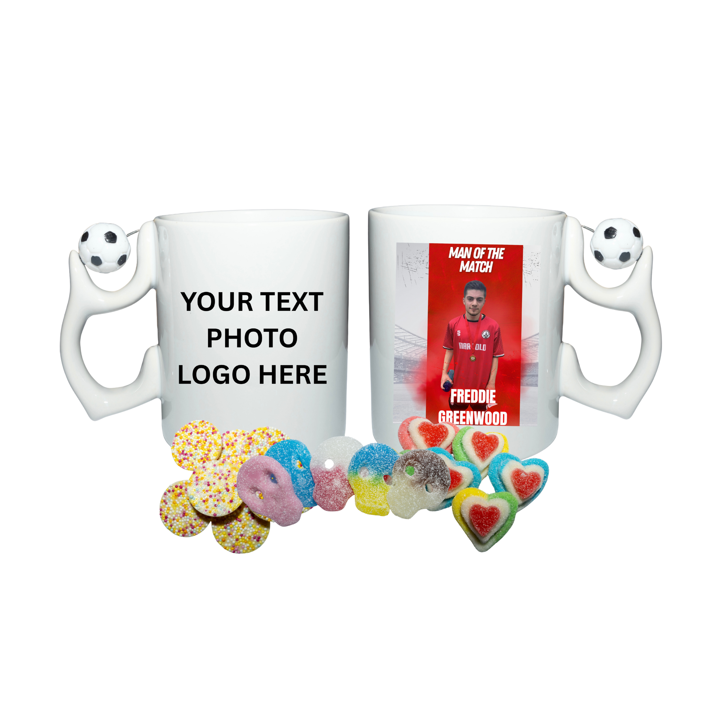 Personalised Football Mug Filled With Sweets/ Chocolate