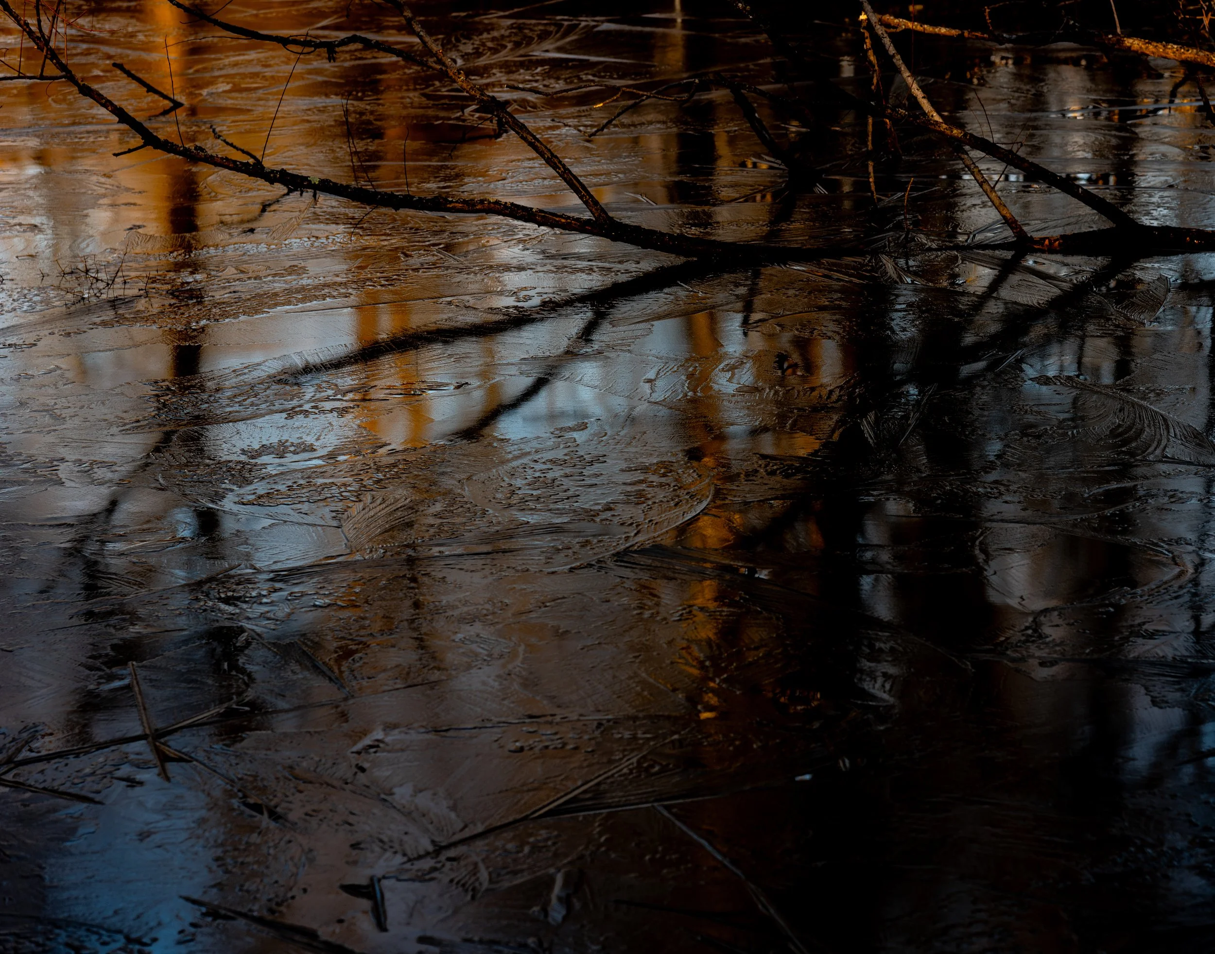 iced over pond