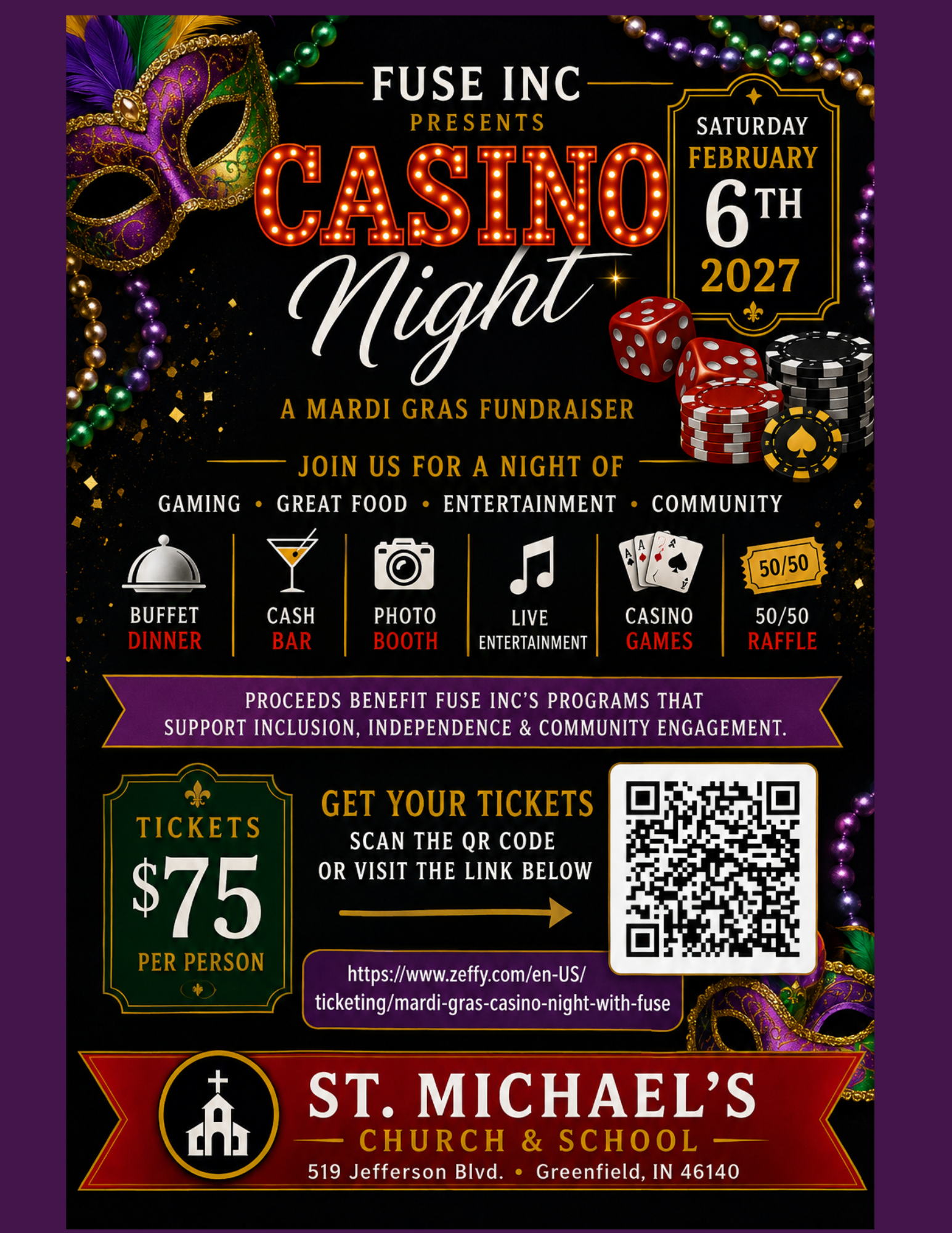FUSE Casino Night 2027: A Mardi Gras Night of Fun, Food, and Fundraising!