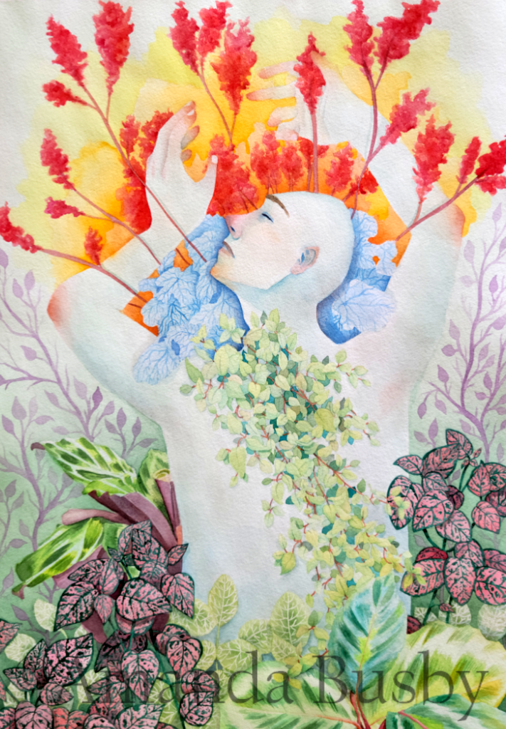 "In Solace we Grow" by Amanda Busby. 2021. Watercolour on watercolour paper. 15" x 20" (Available)