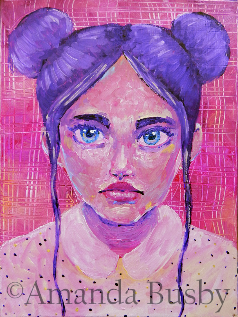 "Emily" by Amanda Busby. 2019. Acrylic on Canvas. 12" x 16" (Available)