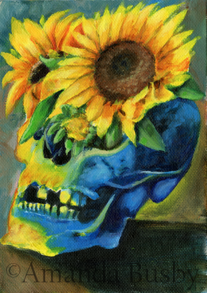 "Sunflower Seeds" by Amanda Busby. 2022. Acrylic on Canvas Board. 5" x 7" (Available)