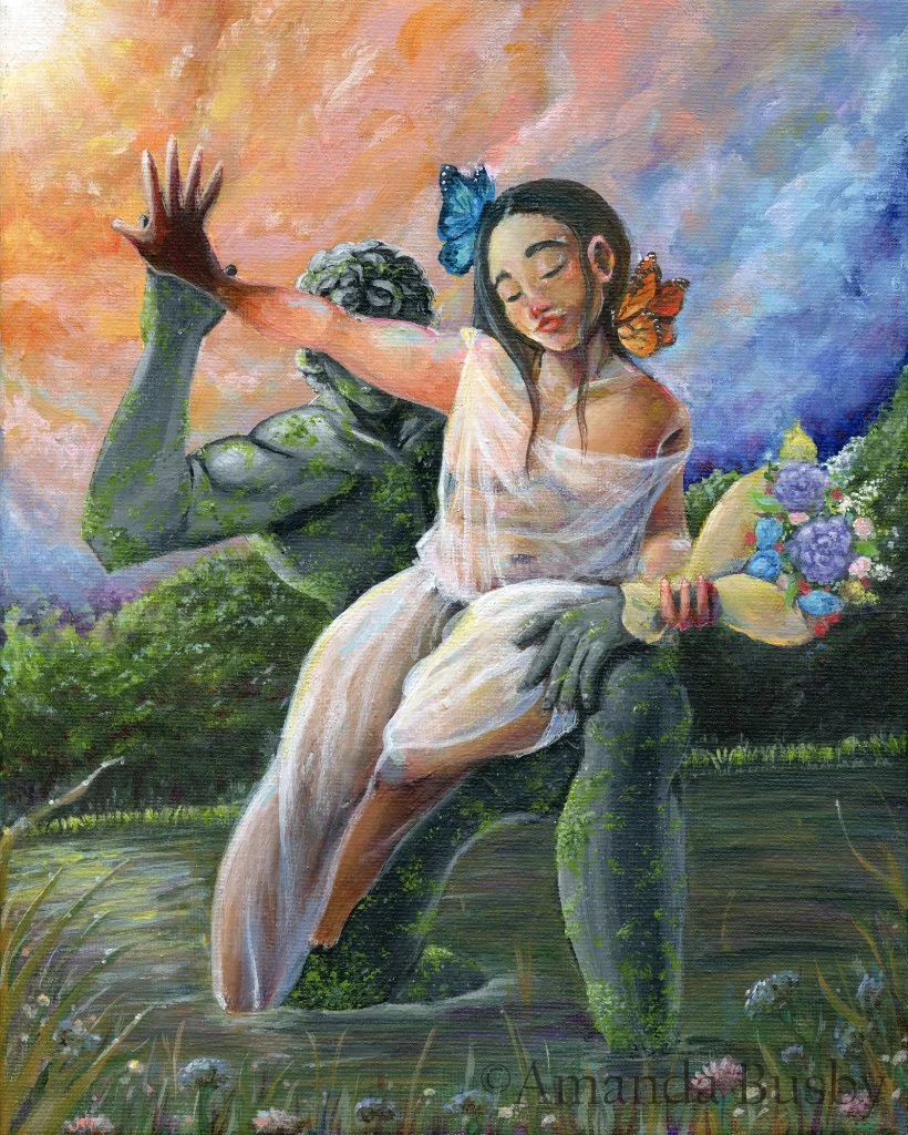 "Idyllic Trance" by Amanda Busby. 2023. Acrylic on Canvas. 8" x 10" (Available)