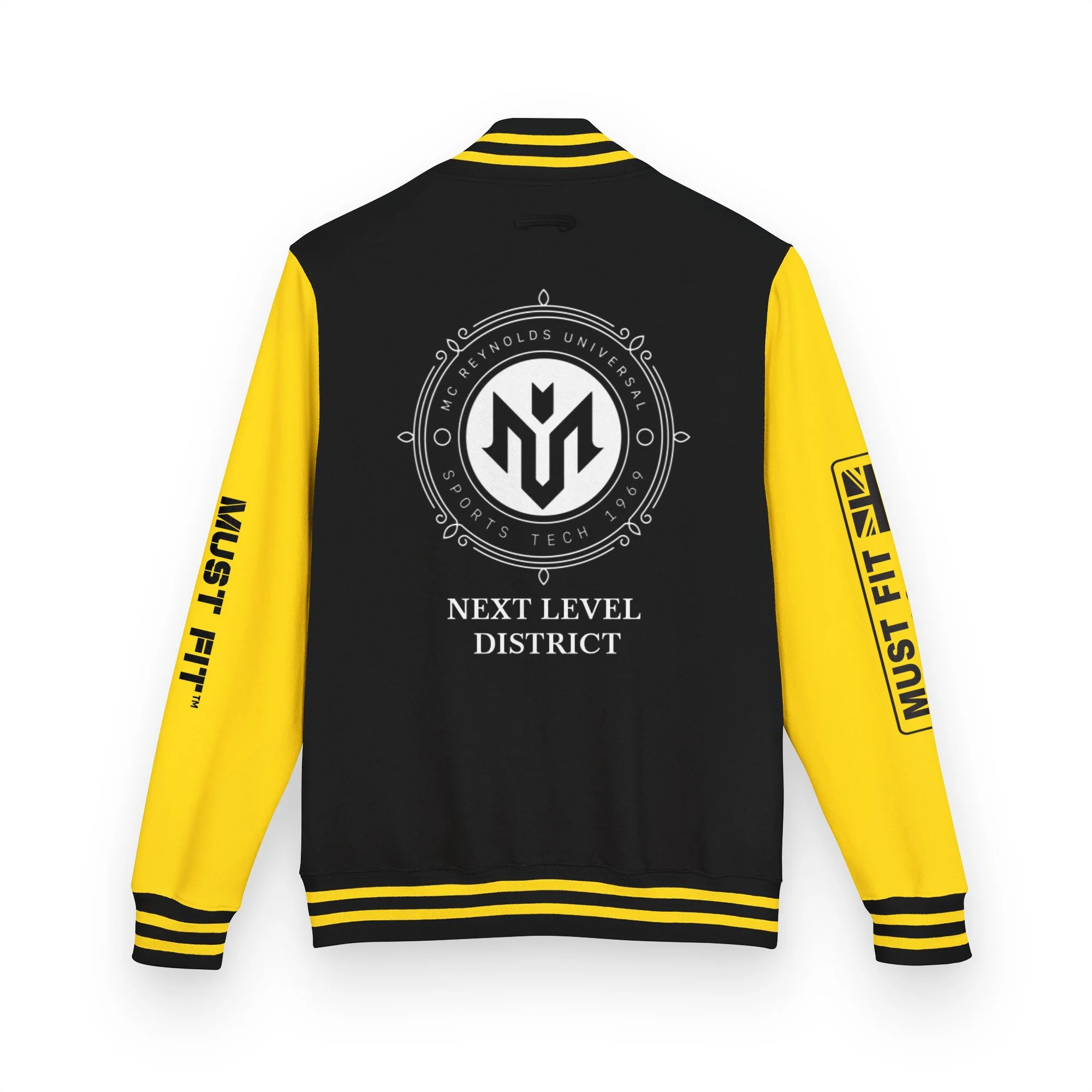 unisex-heavyweight-letterman-jacket-jet-black-sun-yellow-back-6a0ffc3263e30.jpg
