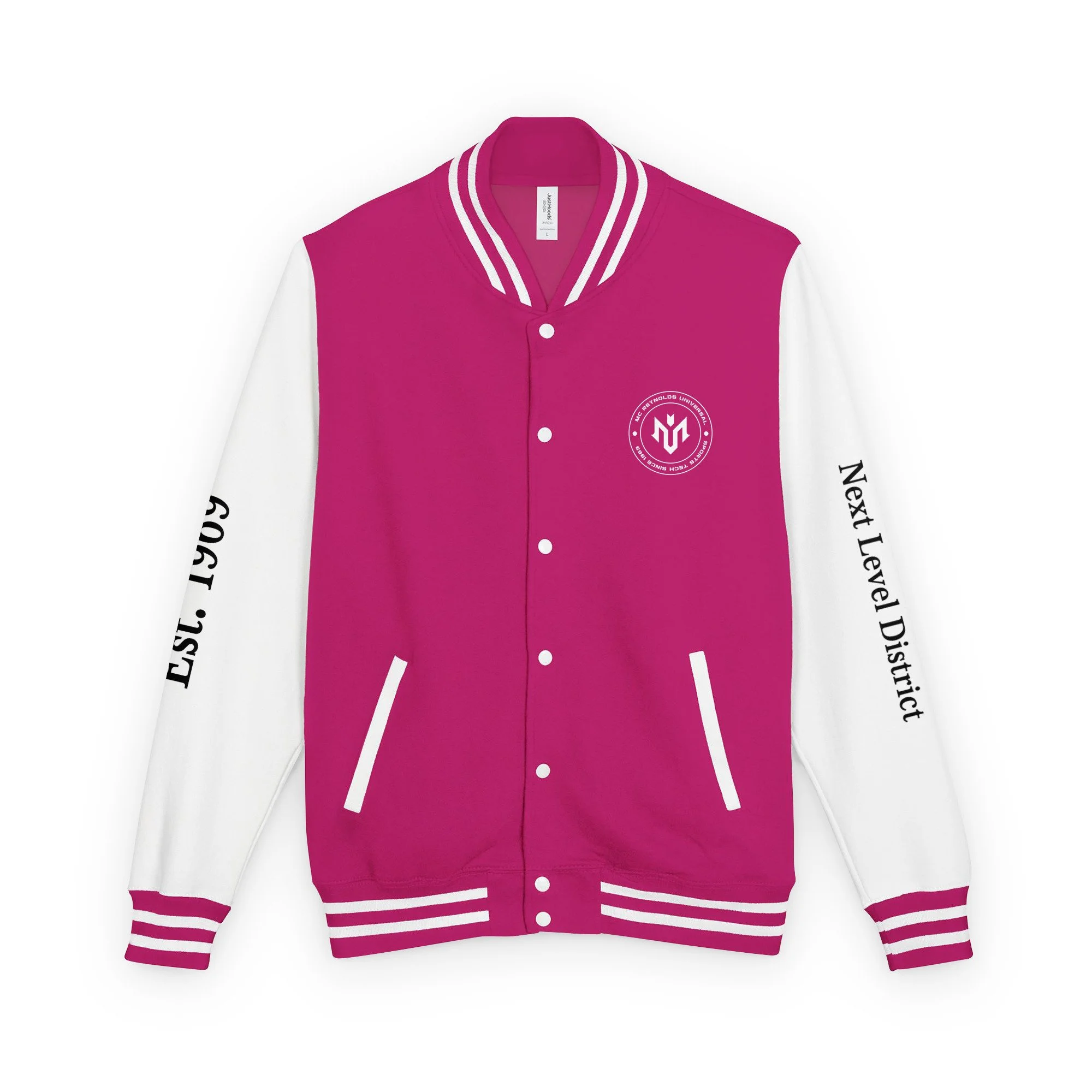 unisex-heavyweight-letterman-jacket-hot-pink-arctic-white-front-6a1d818e0c3fe.jpg