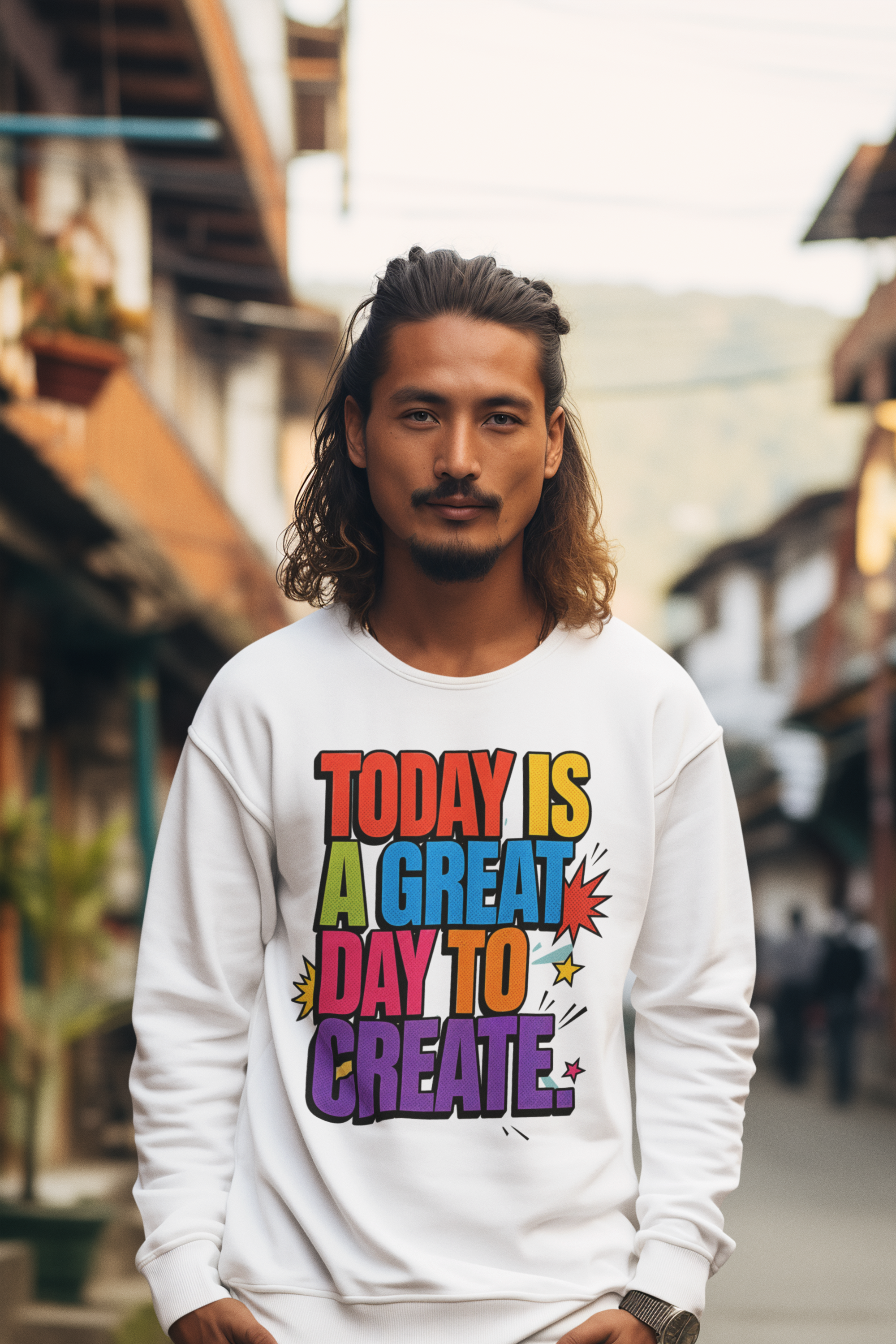 ai-created-mockup-of-a-long-haired-man-wearing-a-round-neck-sweatshirt-on-a-street-m37734.png