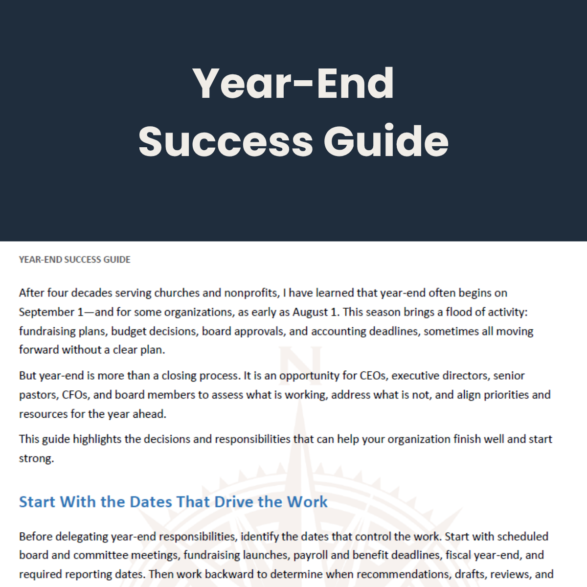 Thumbnail for Year-End Guide for churches and nonprofits which is part of the resources for Finish Well, Start Strong.
