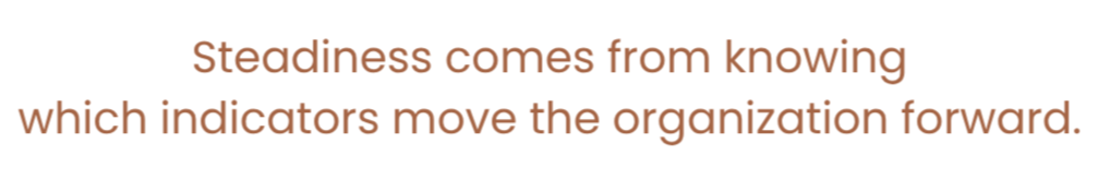 Call out box stating "Steadiness comes from knowing which indicators move the organization forward.