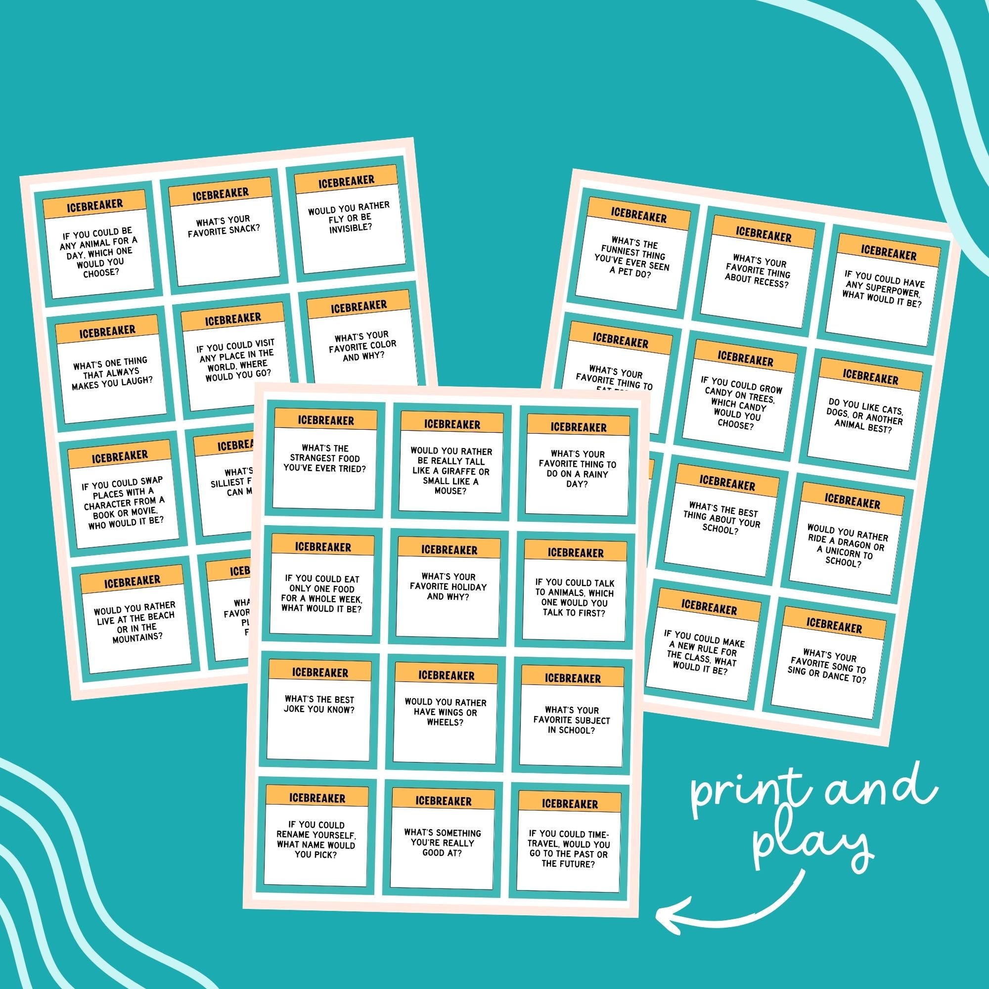 free printable icebreaker cards