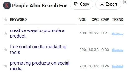 Keywords Everywhere people also search for screenshot