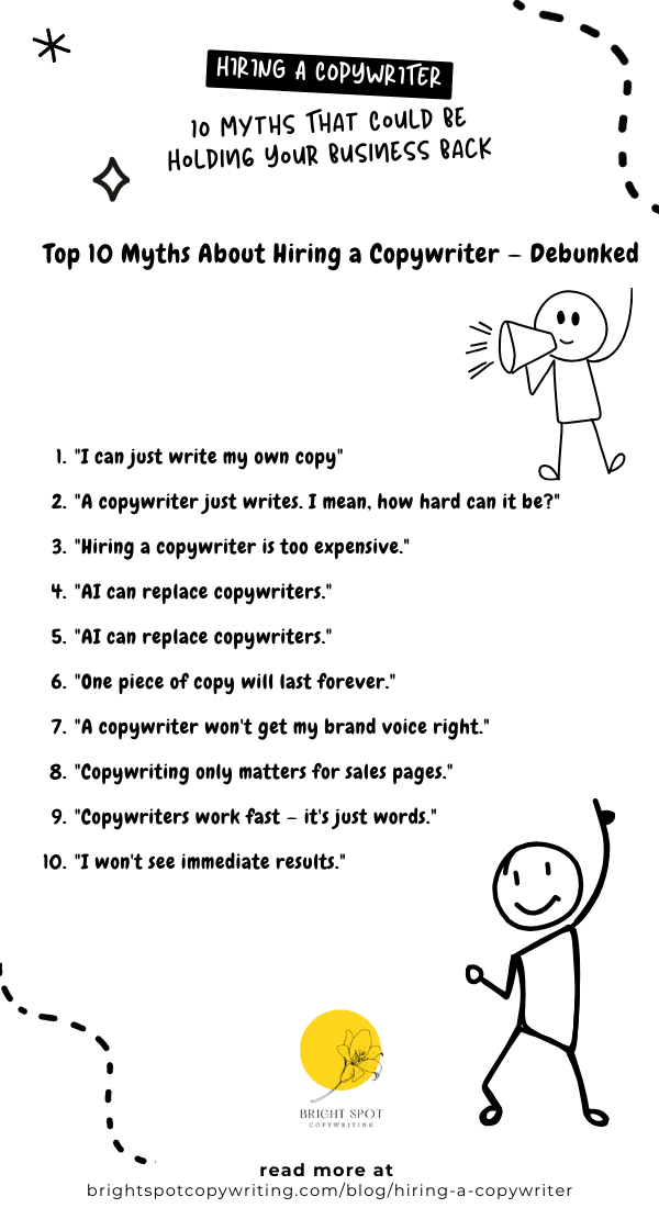 hiring a copywriter - infographic - 10 myths - debunked