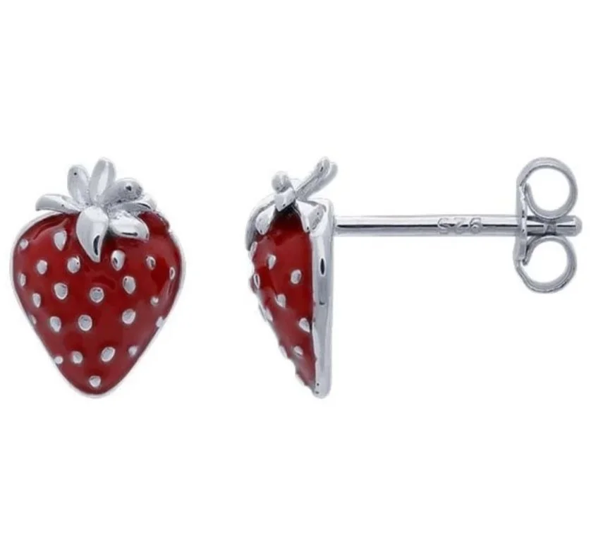 Strawberry Earrings Sterling Silver