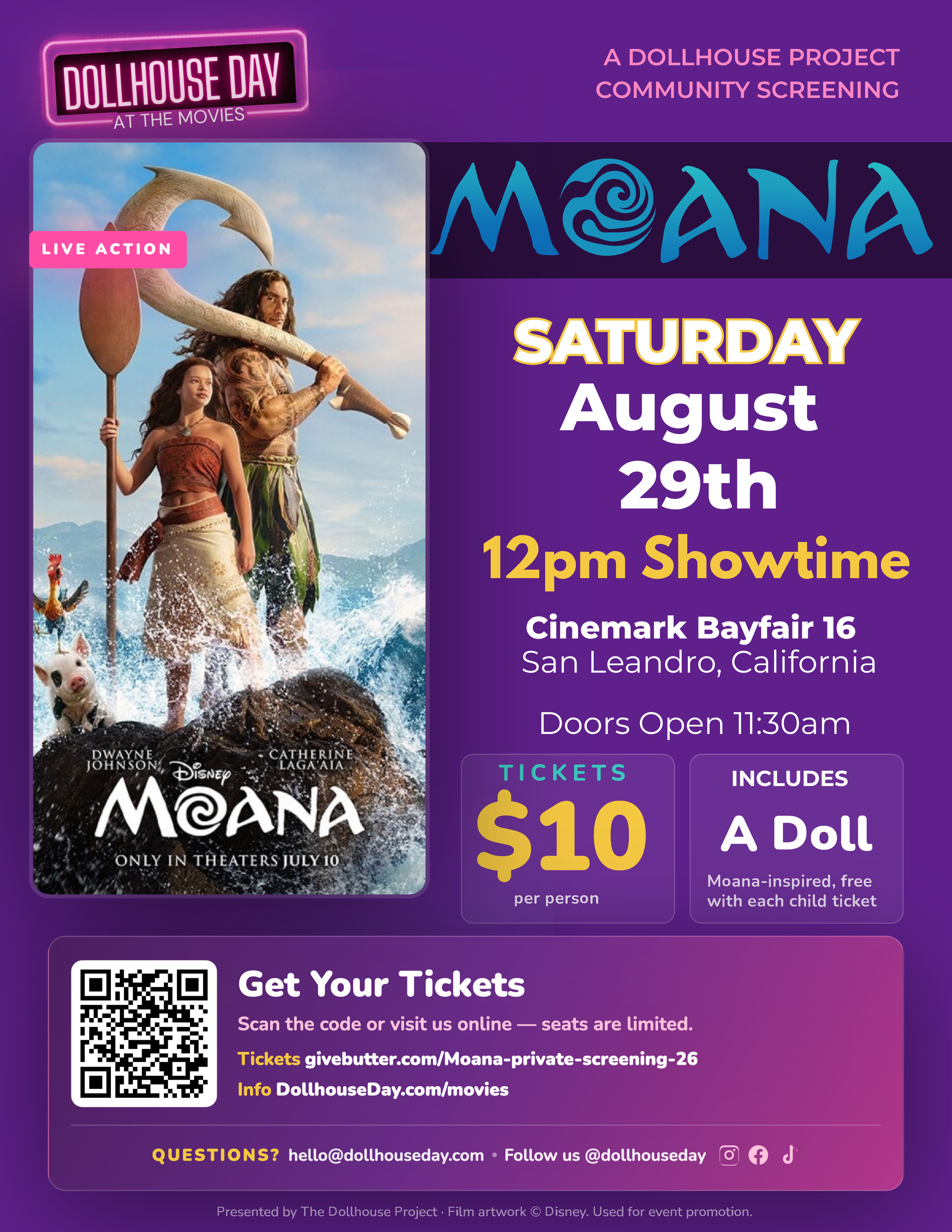🌴 Moana Live-Action Screening Party + Free Keepsake for Kids