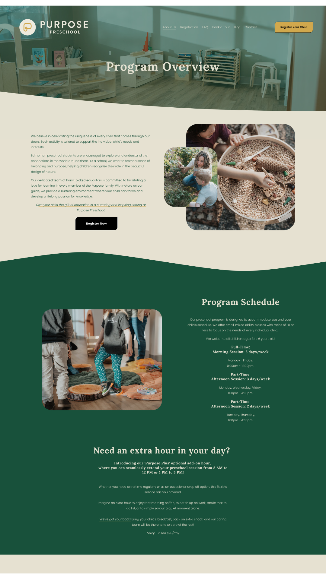 website design for Montessori preschool