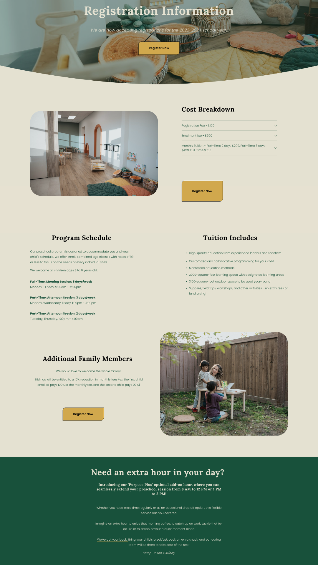 website design for Montessori preschool