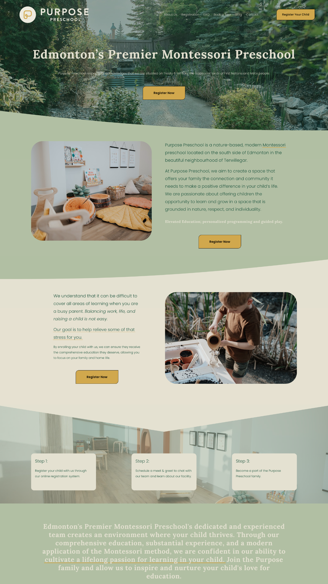 website design for Montessori preschool
