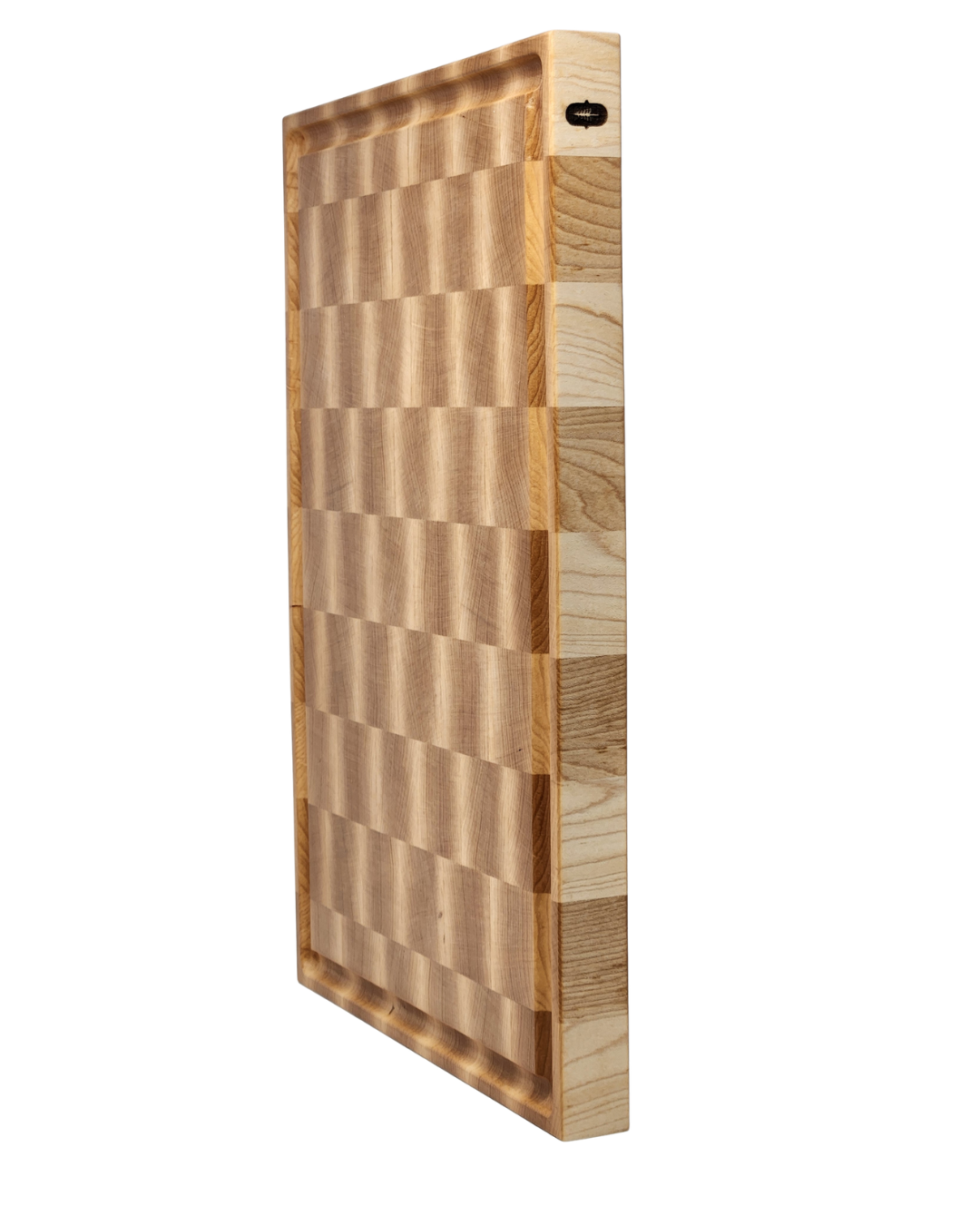 End Grain Maple Cutting Board - Standing Side View.png