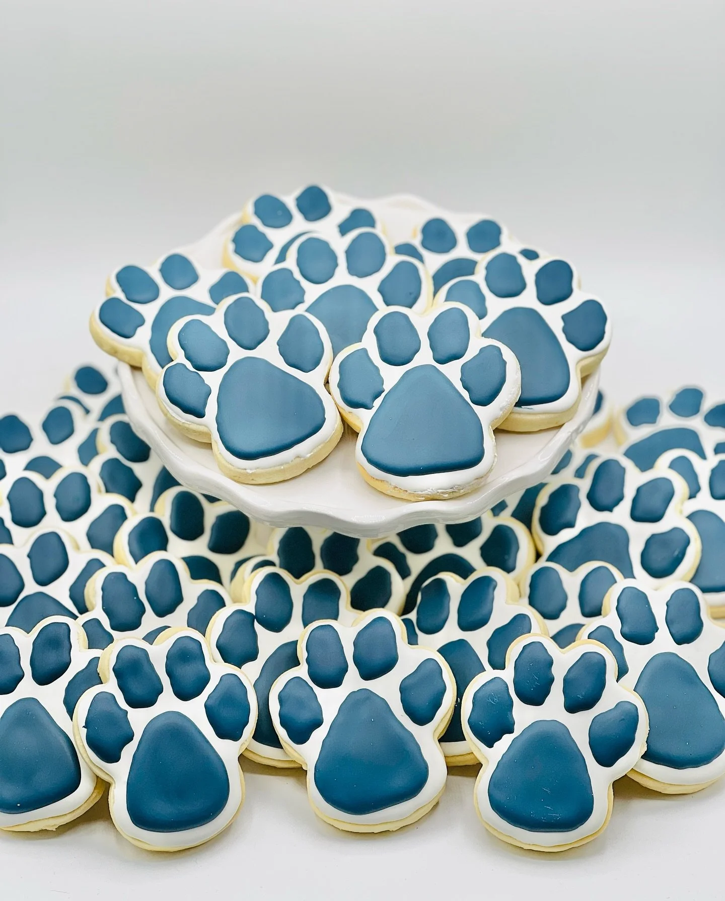 Marin Catholic Wildcats Cookies #llbake #marincakestudio #marincatholic #wildcats #blueandwhite #customcookies #customcookiesmarin #sanrafael #marin #california