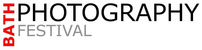 Logo for the Bath Photography Festival with black and red text on a white background.
