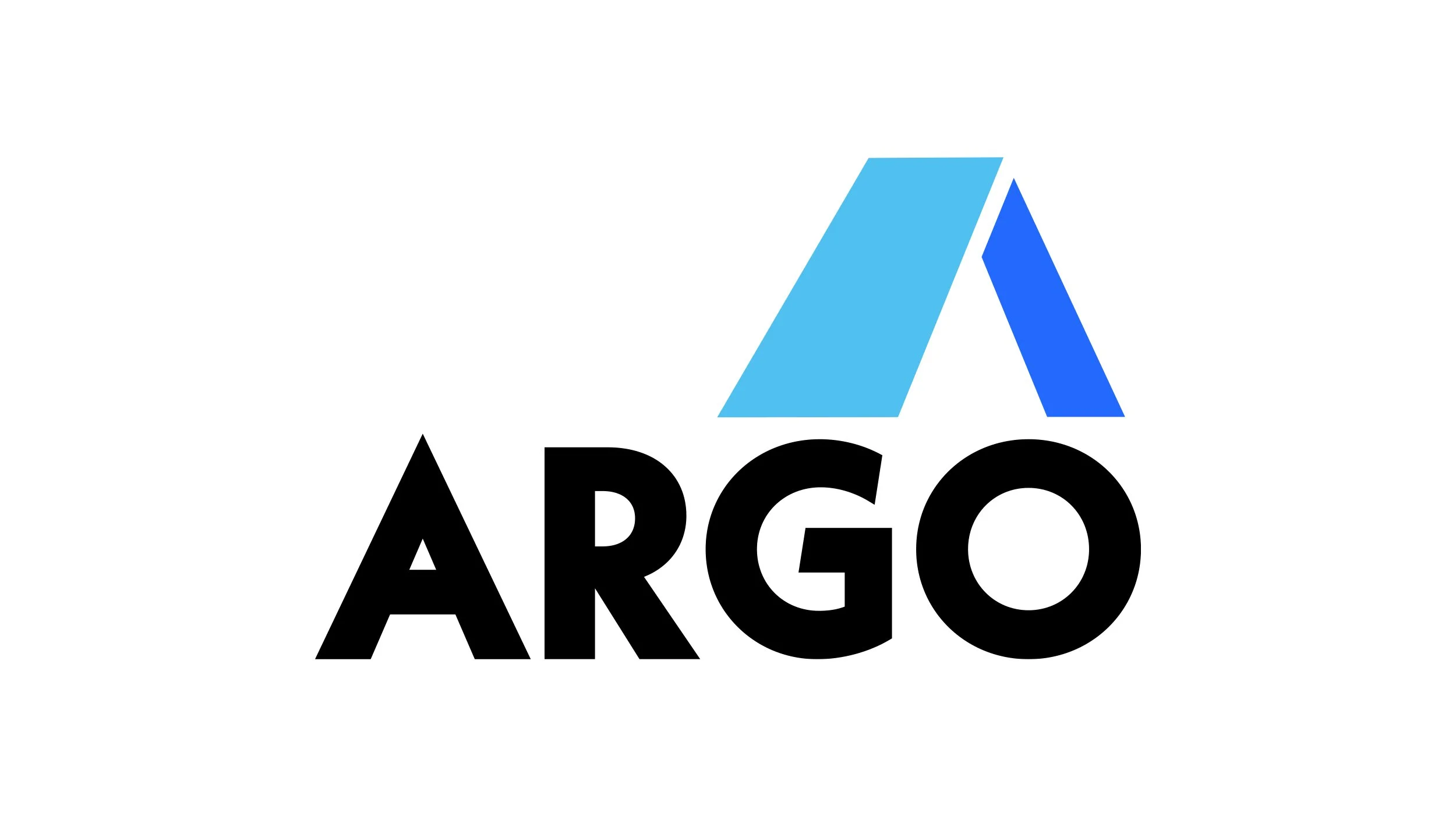 Argo logo with bold black ‘ARGO’ text and a geometric blue ‘A’ symbol above, composed of light and dark blue angled shapes on a light gray background.