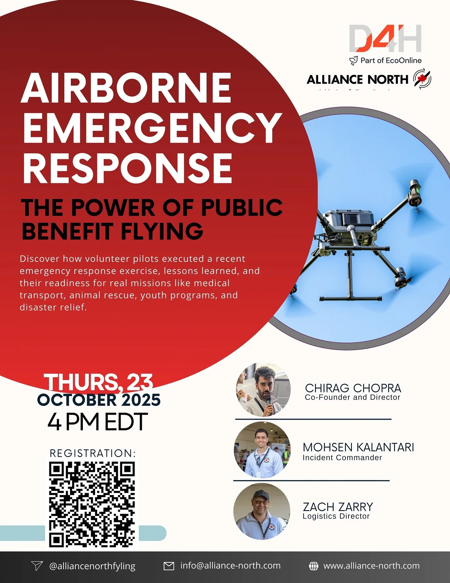 We are partnering with D4H to share our story about organising an emergency exercise that demonstrates what flying for public benefit could entail for the parties involved. Join us this Thursday for an exciting event. Scan the QR code!