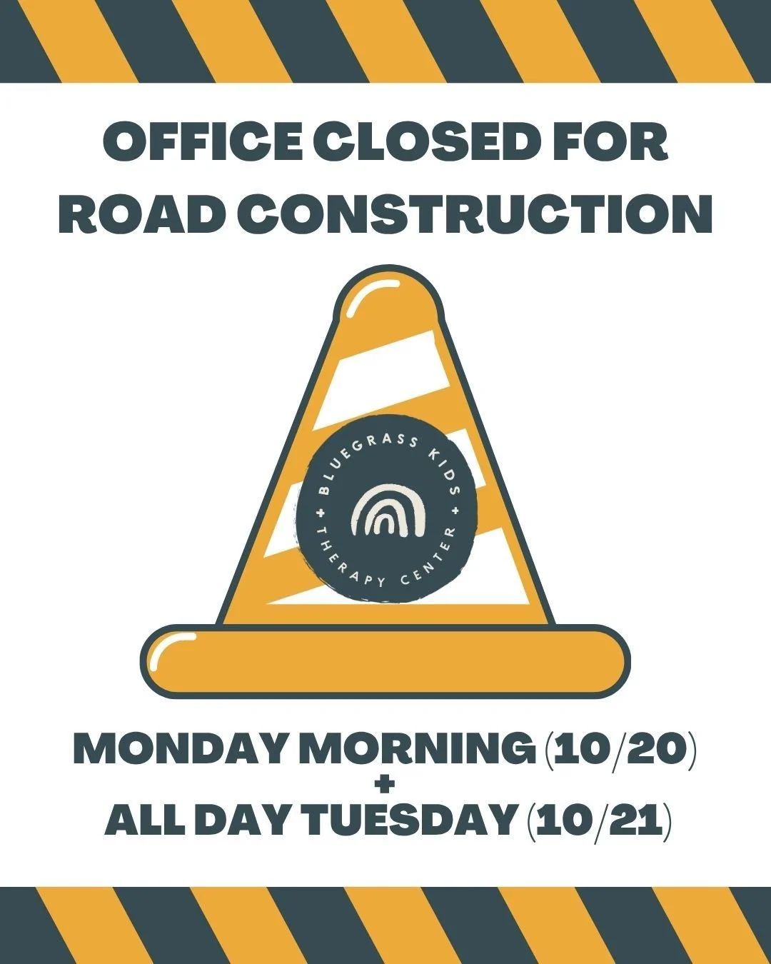 π§ NOTICE: Our office will be closed Monday morning (10/21) and all day Tuesday (10/22) for road construction on West Center Street! We apologize for the inconvenience! π§