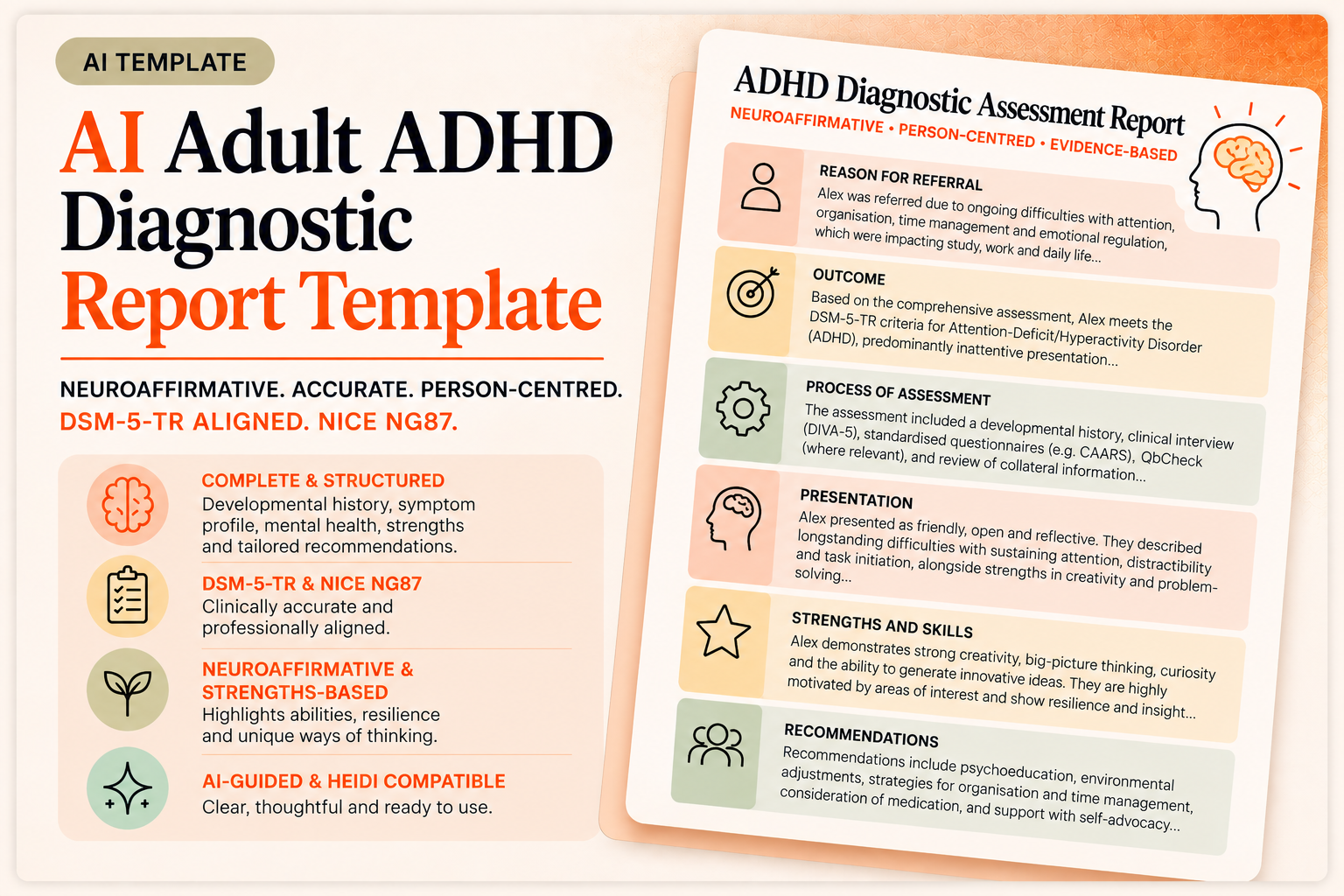 AI Template Adult ADHD Assessment Report Pack