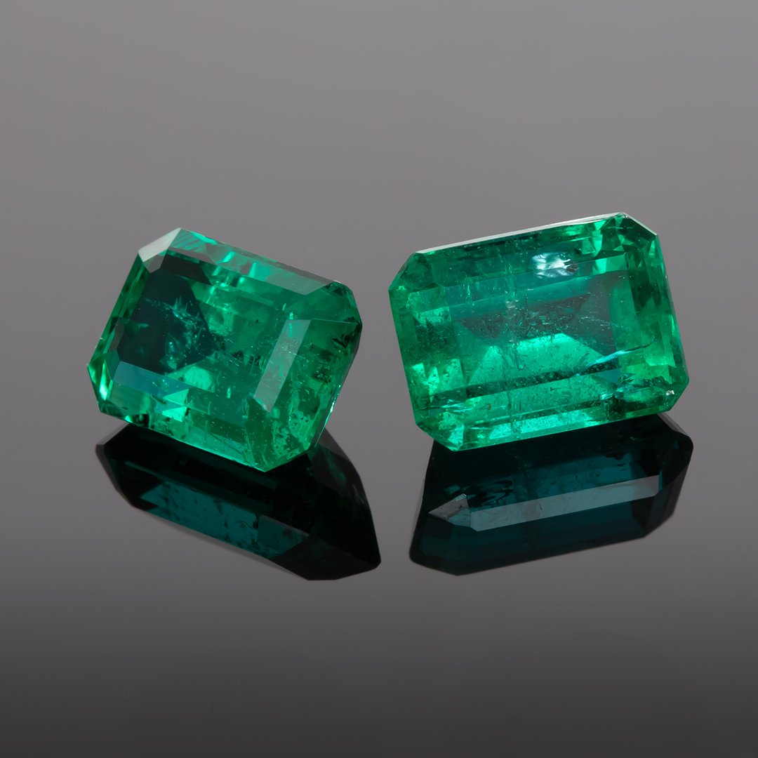 Zambian Emeralds - Matched Pair Emerald Cuts - 2.91ct