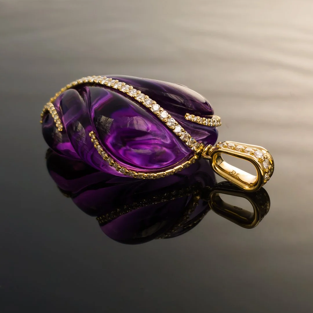 Bespoke Gems - Amethyst with 18K Yellow Gold Pendant by Doug Menadue