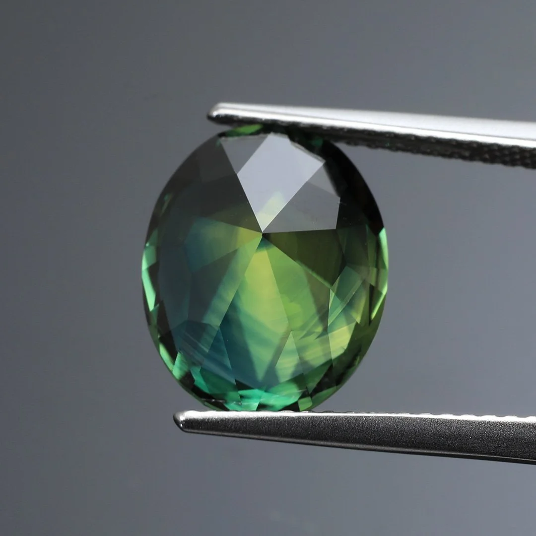 Australian Green Blue Parti Sapphire - Pharaoh Eye Oval - 6.67ct