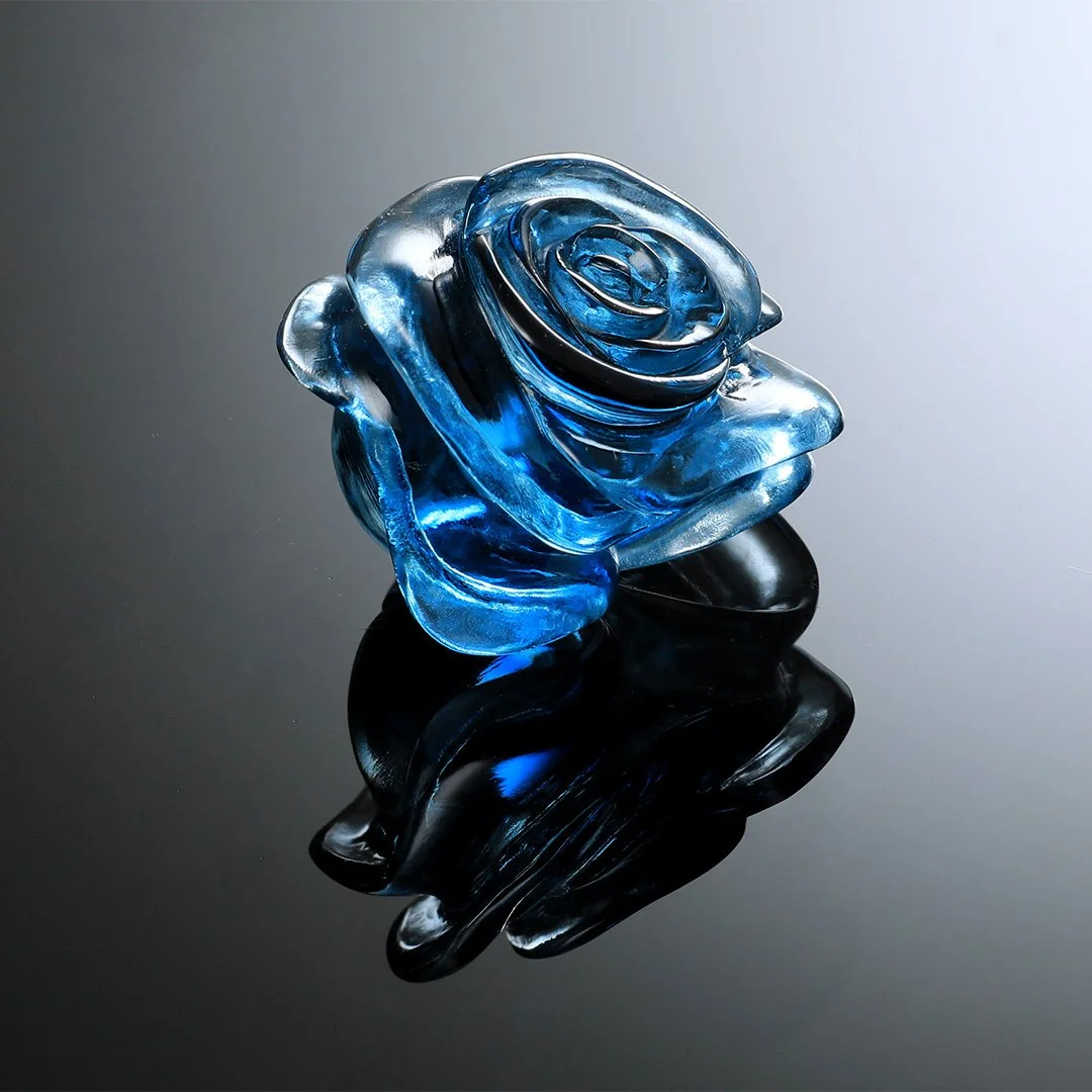 Brazilian London Blue Topaz - Blue Jubilee Rose Carving - 20.47ct