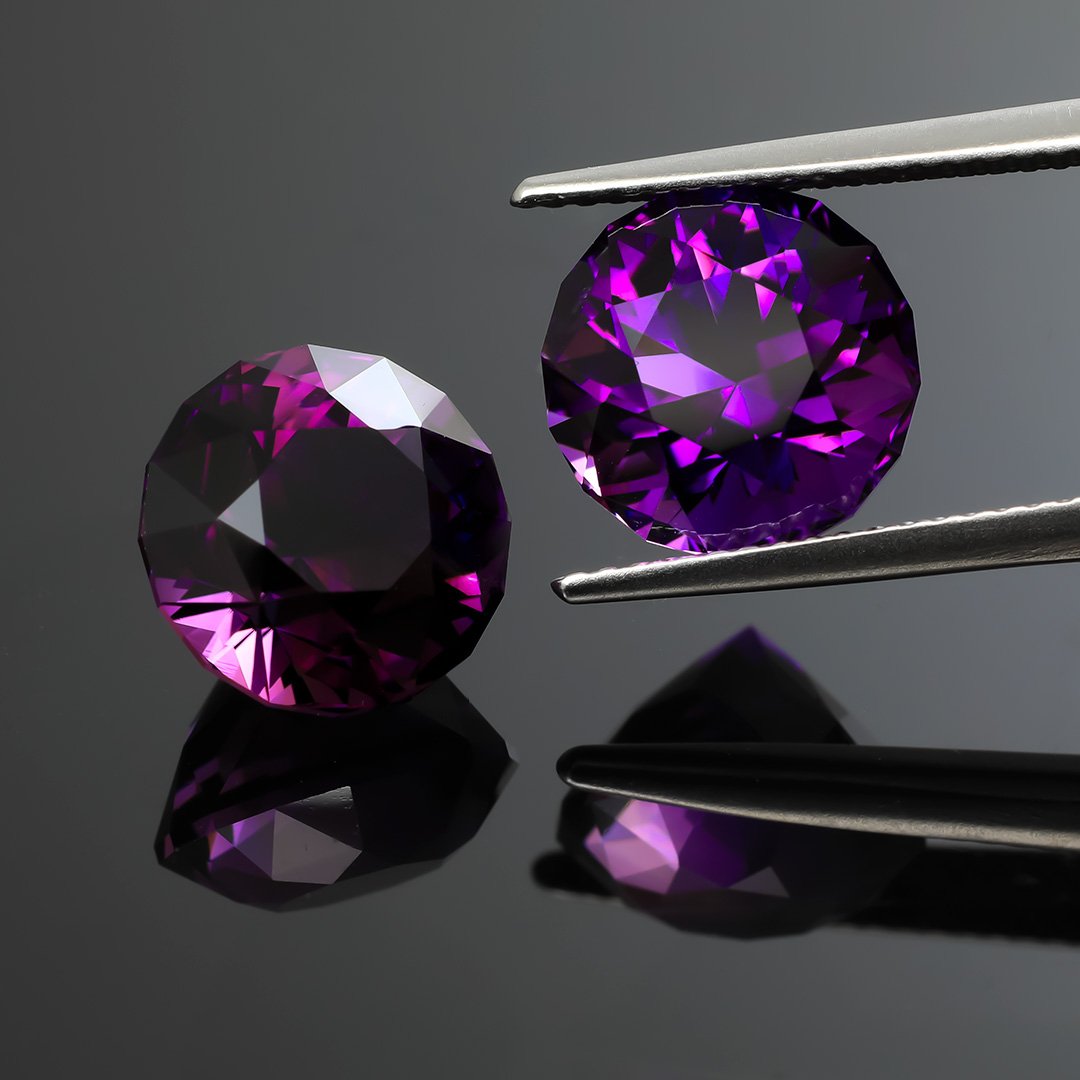 Zambian Amethysts - Matched Pair Antique Rounds - 4.54ct, 4.55ct