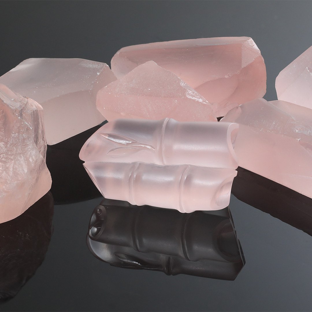 Rose Quartz - Bamboo Carving - 69.52ct