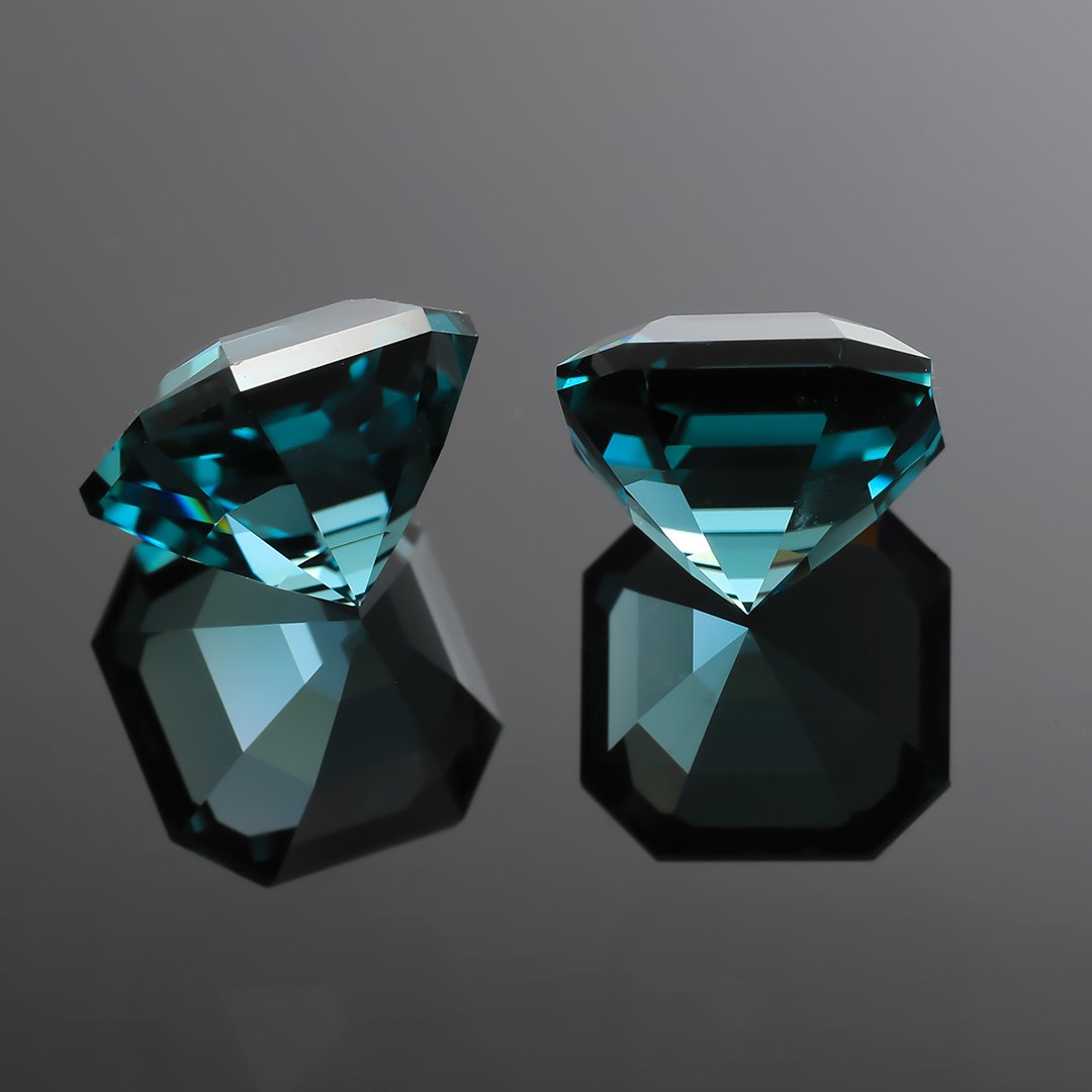 Blue Indicolite Tourmaline - Matched Pair Asscher Cuts - 3.87ct