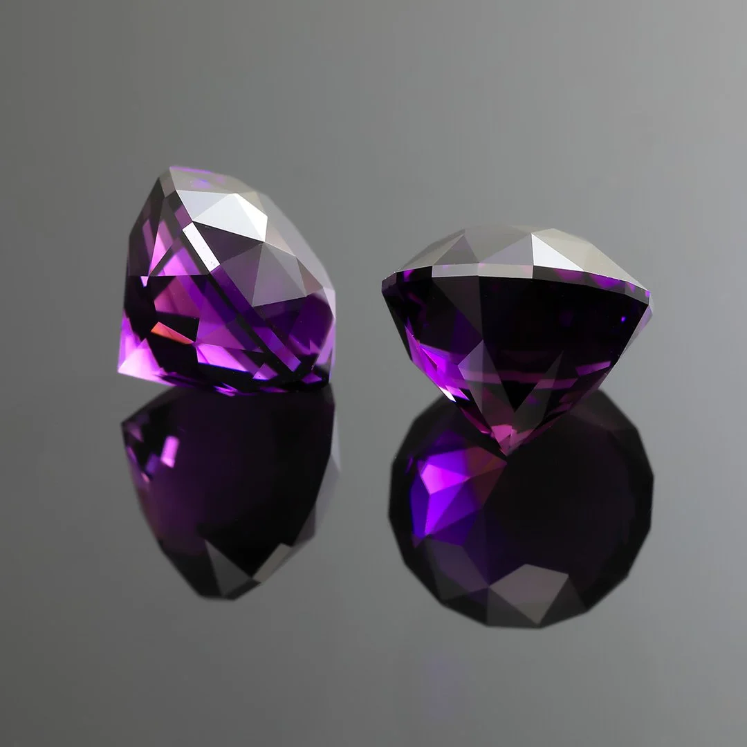 Zambian Amethysts - Matched Pair Antique Rounds - 4.54ct, 4.55ct