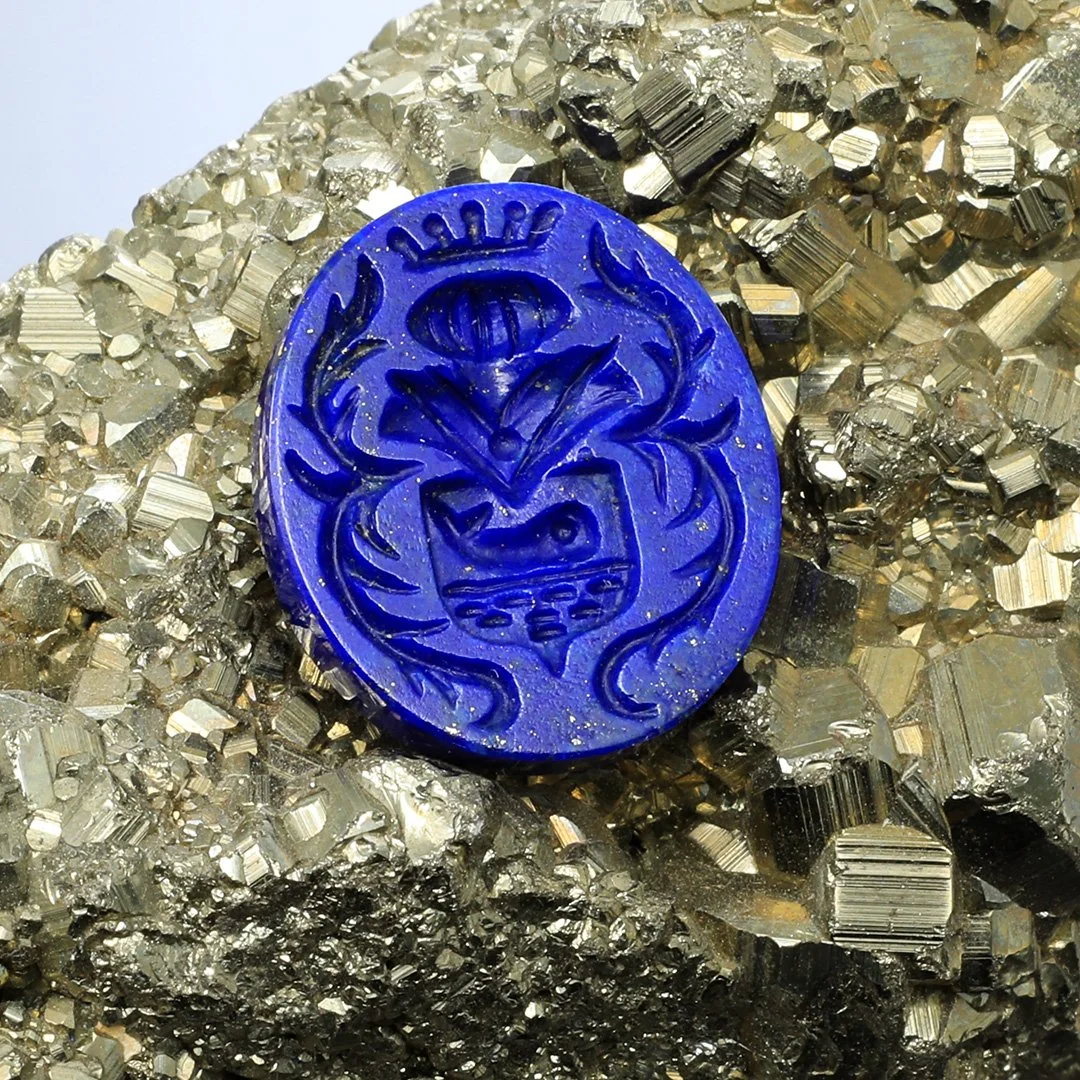 Afghanistan Lapis Lazuli - Whale Crest Intaglio - 6.74ct
