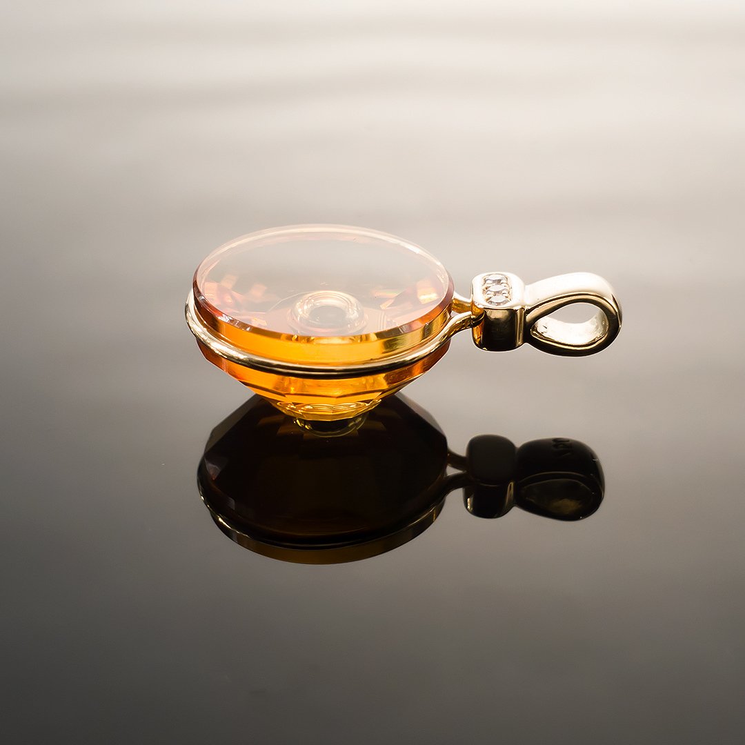 Bespoke Gems - Citrine with 18K Yellow Gold - Chrysanthemum Pendant by Doug Menadue