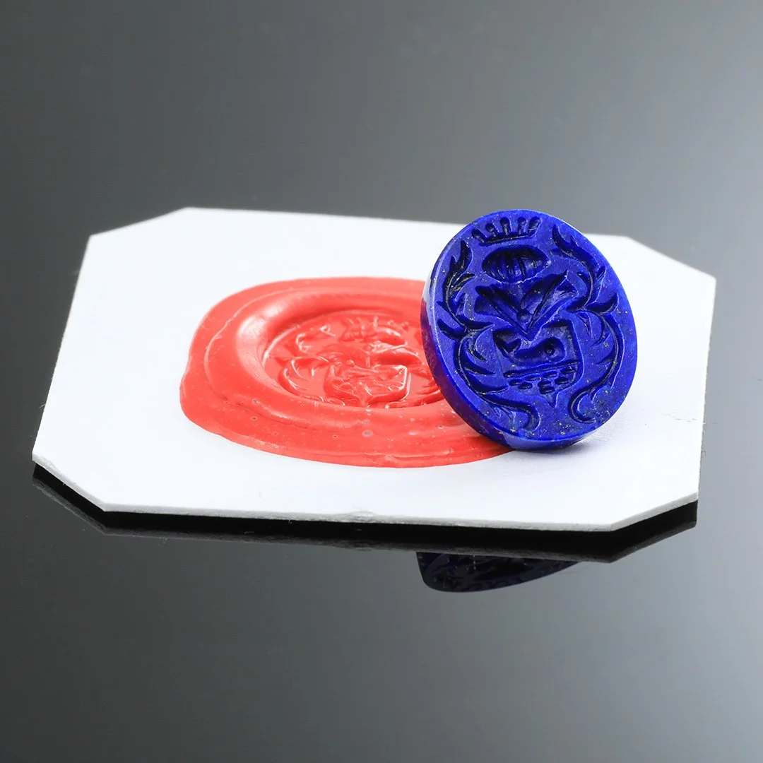 Afghanistan Lapis Lazuli - Whale Crest Intaglio - 6.74ct