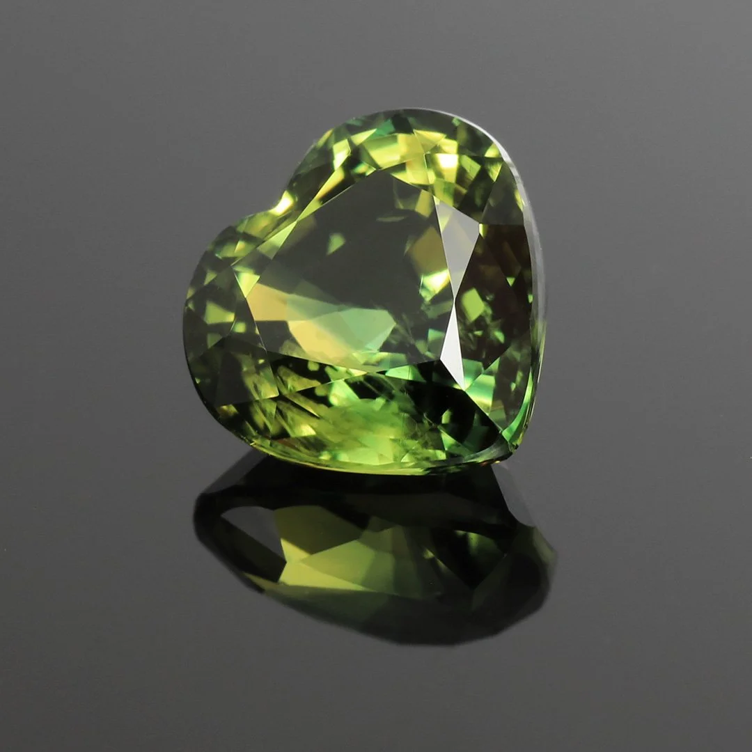 Australian Green Parti Sapphire - Heart - 2.85ct