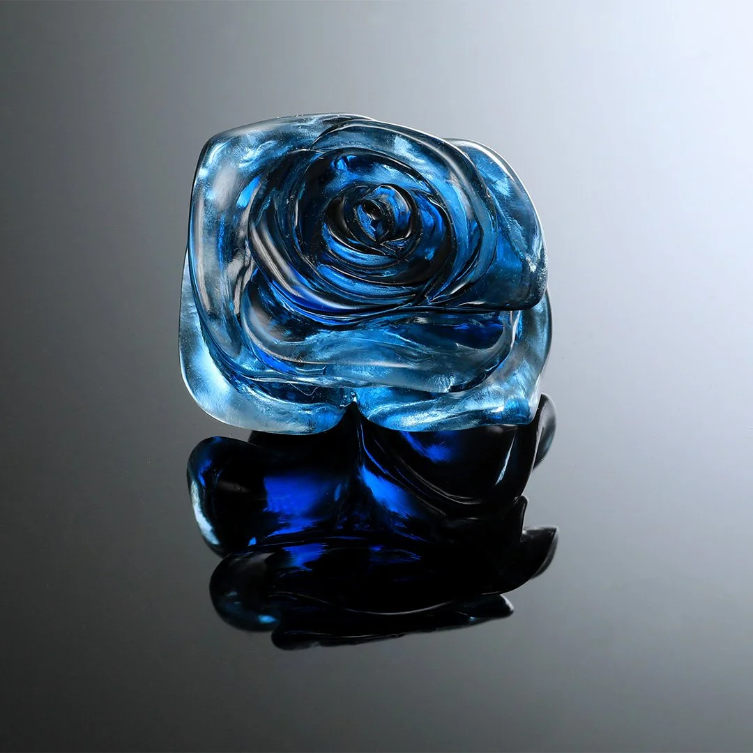 Brazilian London Blue Topaz - Blue Jubilee Rose Carving - 20.47ct